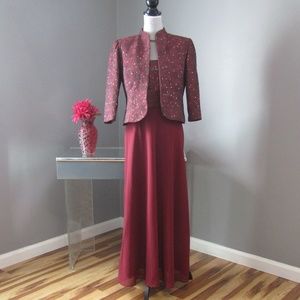 NEW RM Richards Wine Dress & Sequin Jacket Size 10